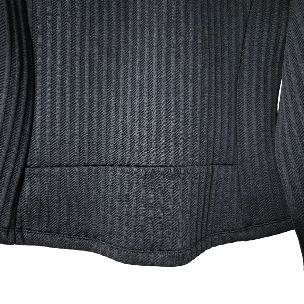 T By Talbots Textured Jacquard Jacket Black Full-Zip Pockets NEW